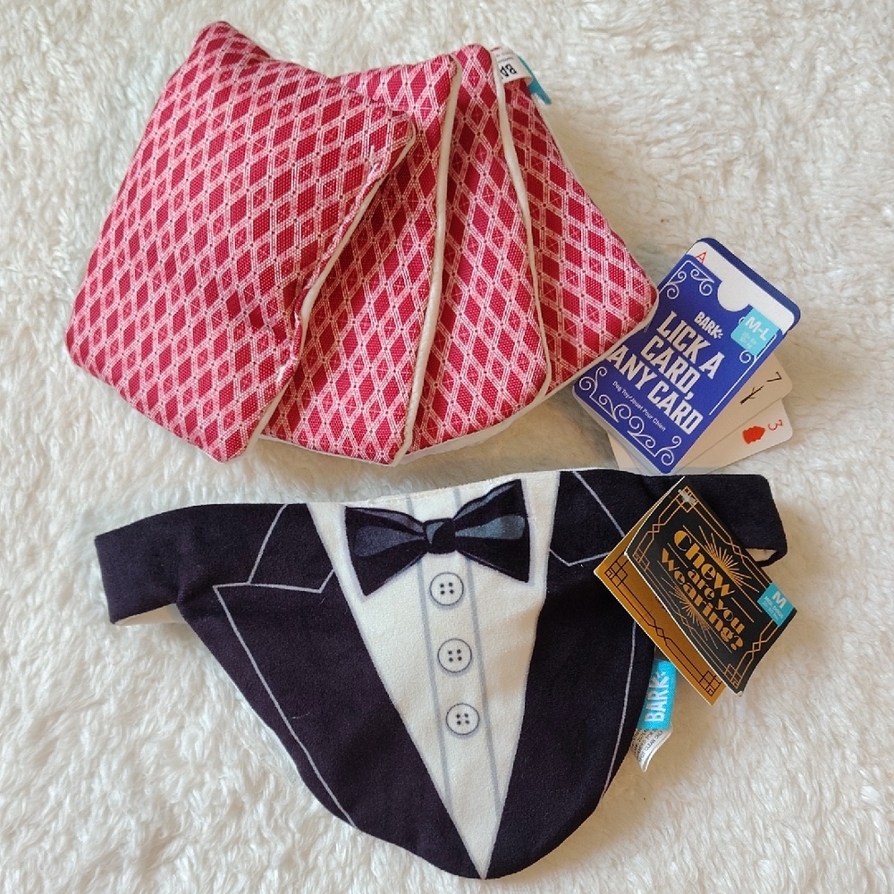 Bark Black and Pink Tuxedo Dog Bandana Set